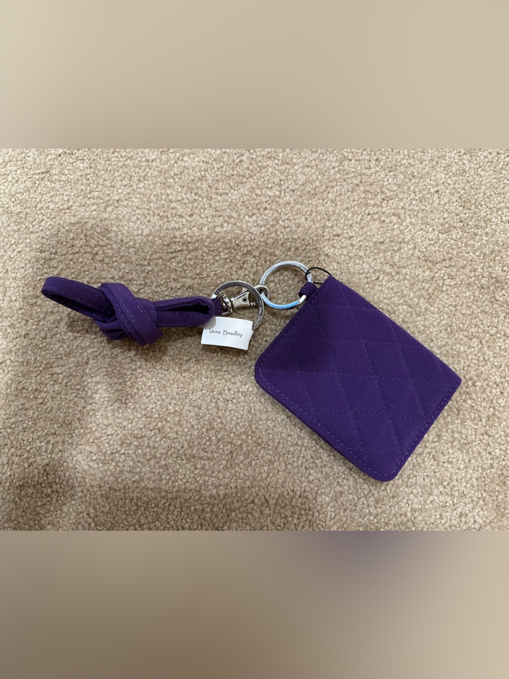 Vera Bradley Elderberry Quilted Card Holder Keychain & Lanyard
